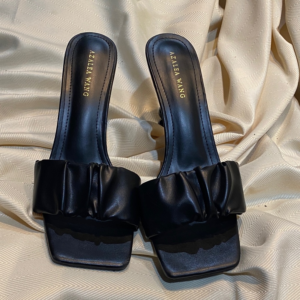 Azelea Wang Black Open Square Toe Sofi Herls - Picture 5 of 9
